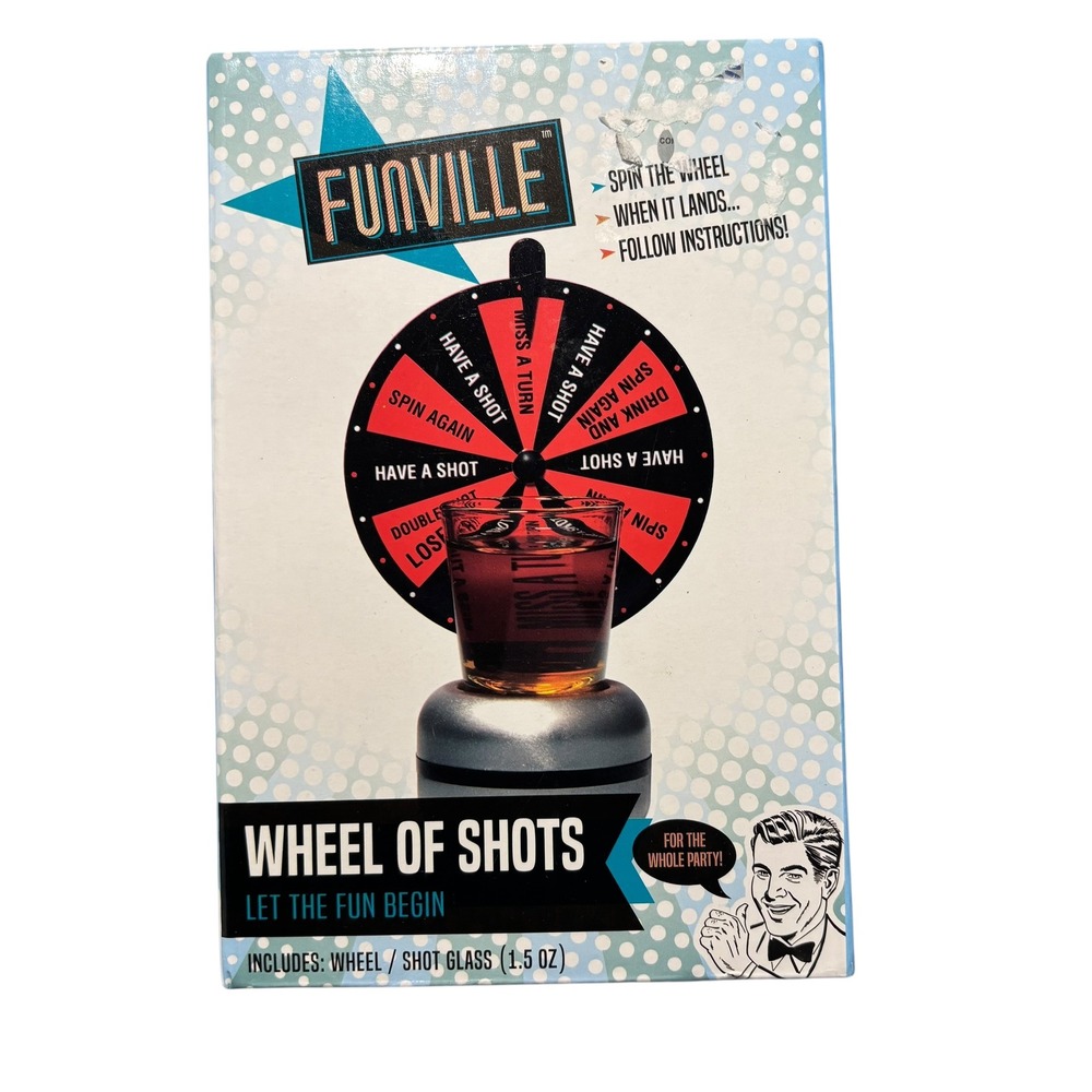 Funville‎ Wheel of Shots Drinking Game Party Fun with Shot Glass New in Box